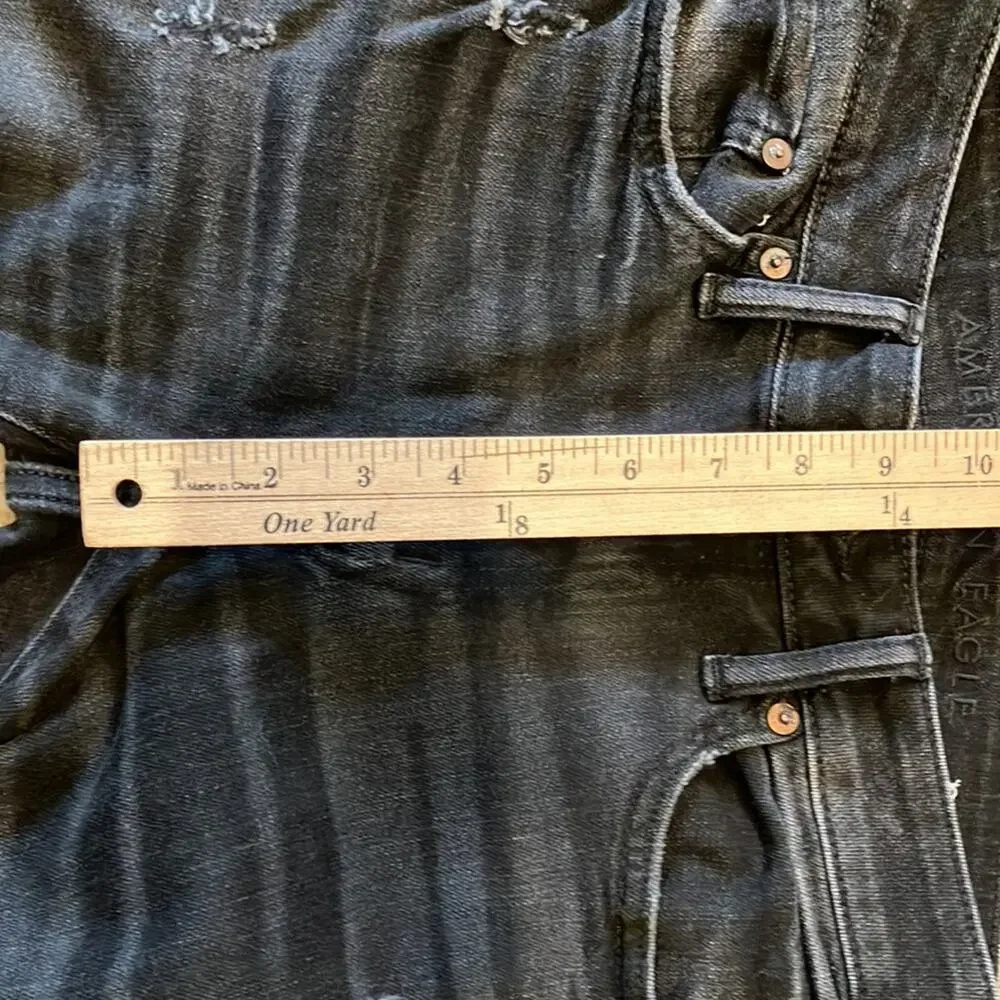 American Eagle Men's Airflex Black Distressed Slim Jeans Size 28x32
